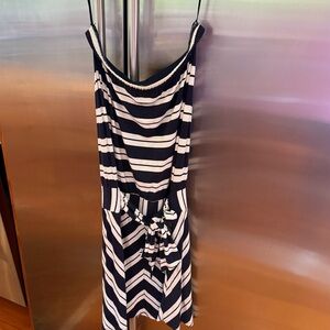 Michael Stars Navy and White Strapless Striped Dress